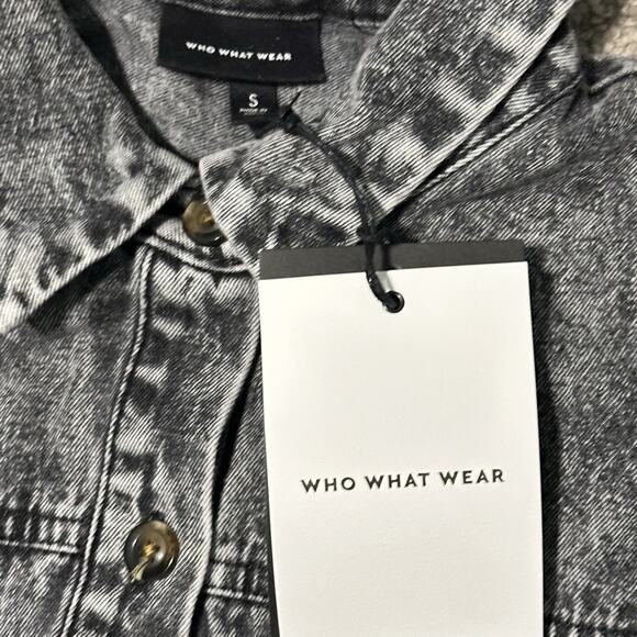 Who What Wear Small Dress 100% Cotton Denim Long Sleeve Stone Wash Black NWT - Picture 7 of 11